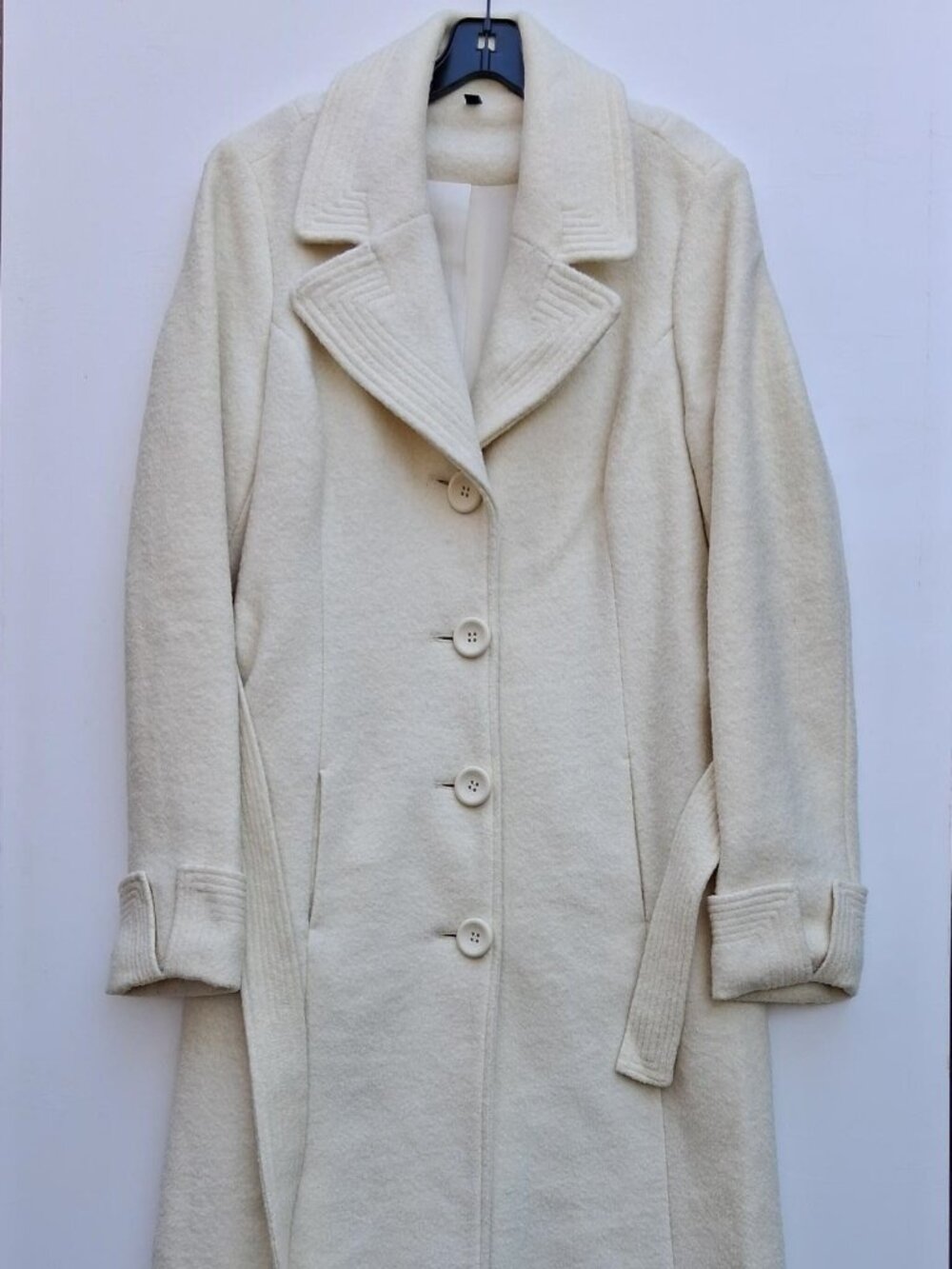 LE CHATEAU full-length single-breasted wool pea coat AS IS, off-white (size M)